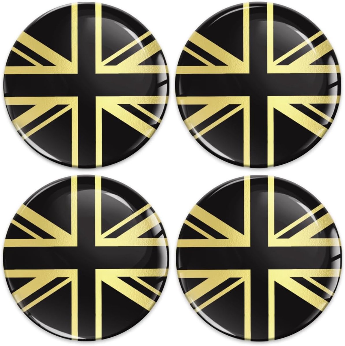 3D gel stickers voor wieldoppen 55mm - zwart goud - Britse vlag - duurzaam en UV-bestendig - ShopVlot