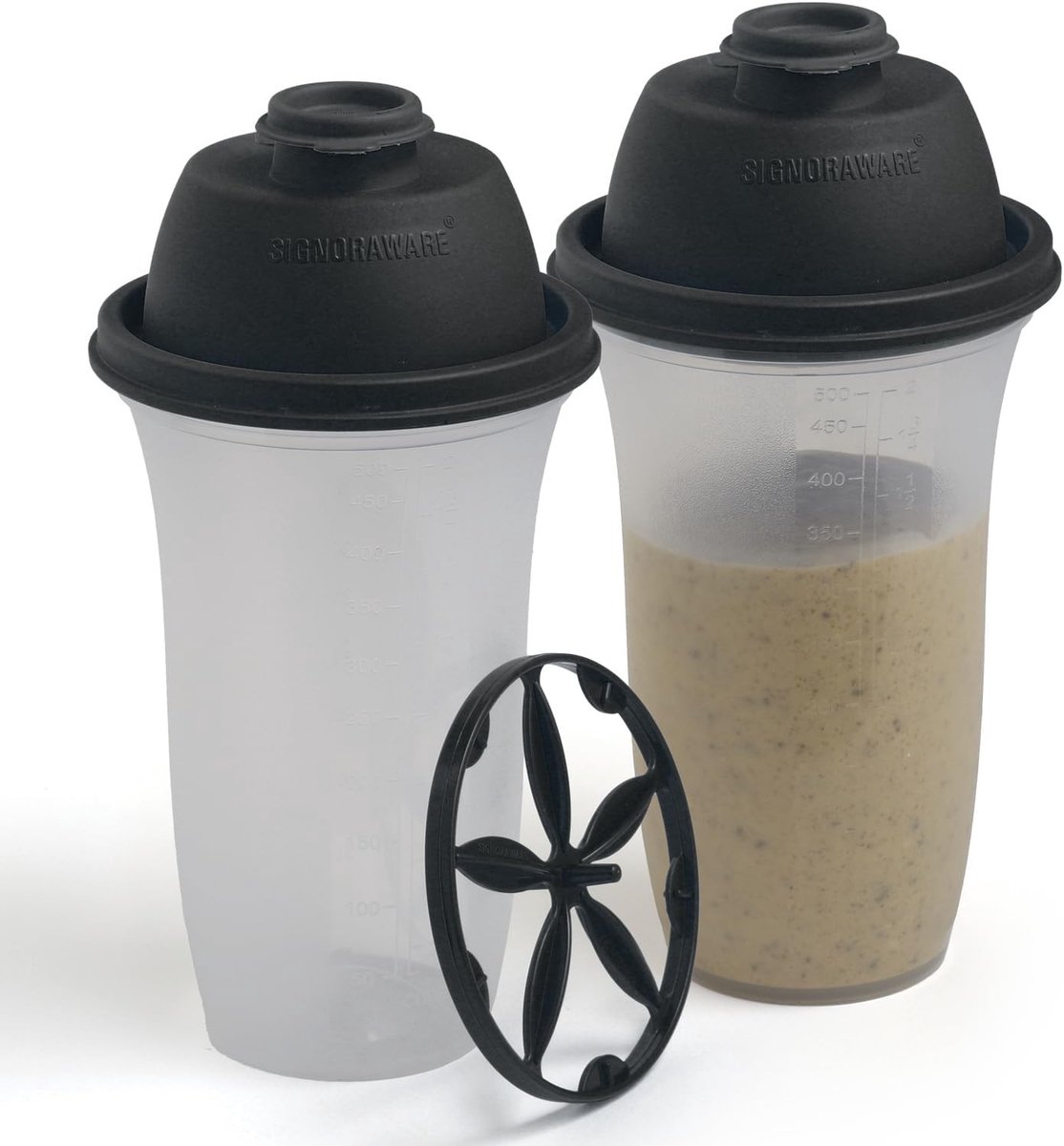 Shaker Flessen - Zwart - 590 ml - BPA-vrij Plastic - Voor Eiwitshakes en Sauzen
