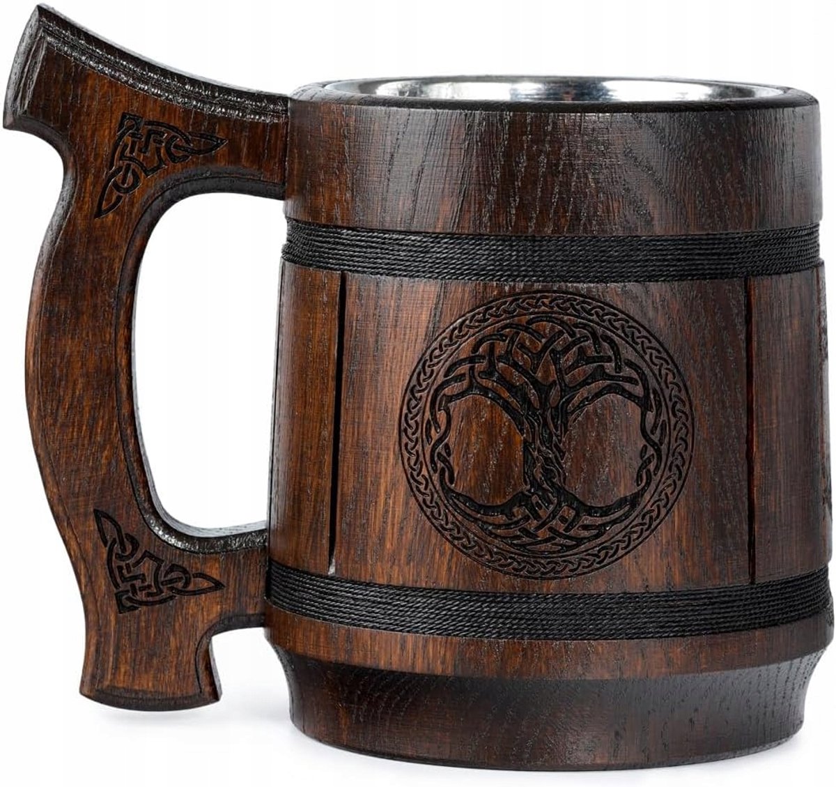 Merkloos Viking Bierpul 0,6L - Uniek Houten Cadeau