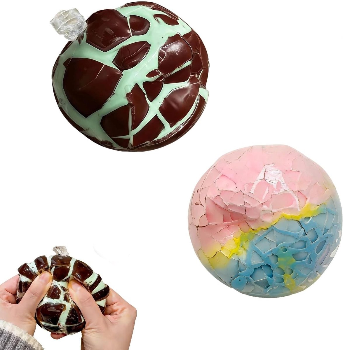 Knijpballen Set - Zwart en Mintgroen - Ronde Handballen van Zacht Materiaal - Voor Kantoor en Pendelen