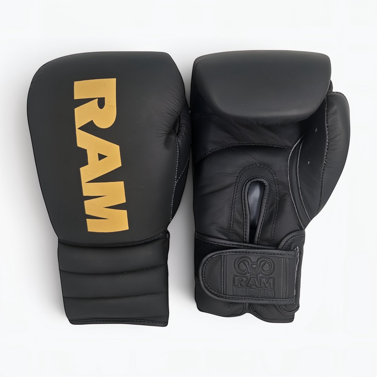 RAM 'Legendary' - (Kick)Bokshandschoenen - Leer - Mat Zwart/Goud - 14OZ