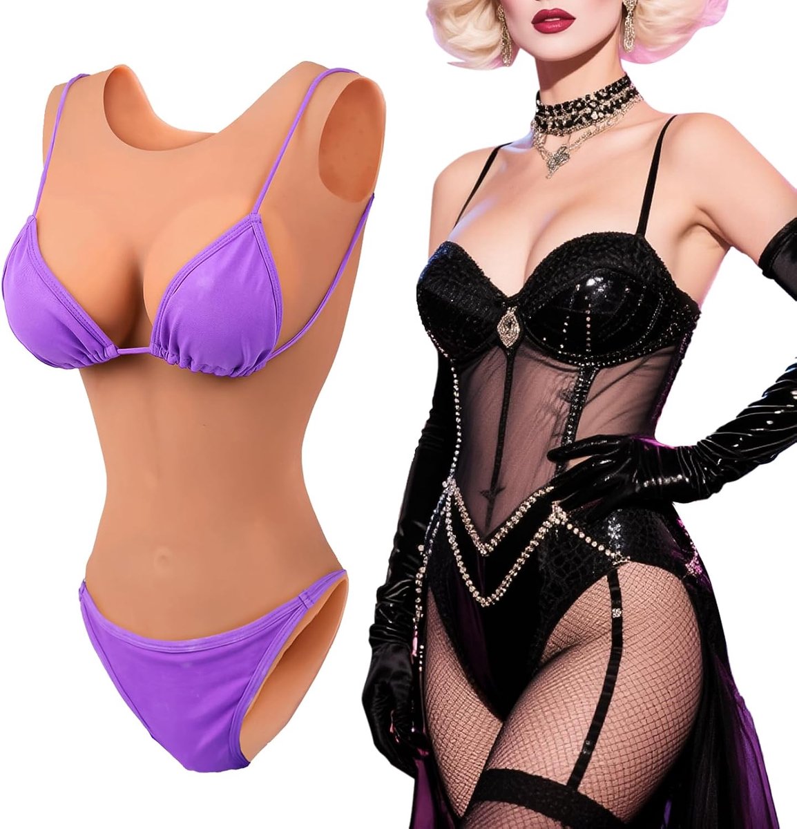 Silicone Crossdresser Bodysuit Prosthetic for Men Drag Suit Female Appearance Swimsuit Style Transgender Faecation & - ShopVlot