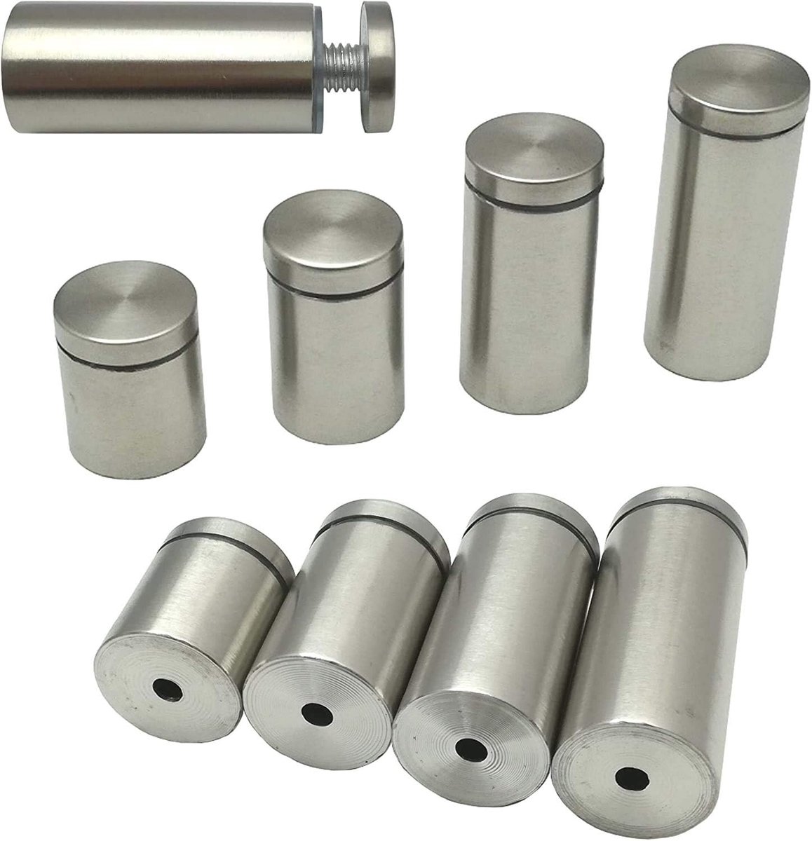 4 x Mirror Holder, Mount, Brushed Stainless Steel, Spacers for Glass, Acrylic Glass, Photos or Mirrors (2 in - Ø 1 in) - ShopVlot