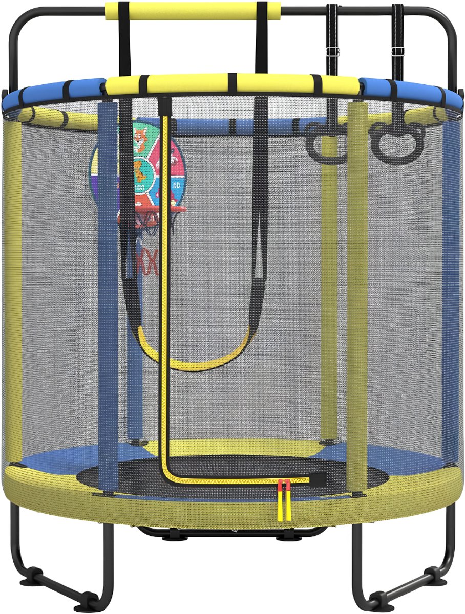 VALI® Fitness Trampoline - Inclusief Grijpstang - Mini Trampoline - Zwart - 102cm x 122cm x 19cm