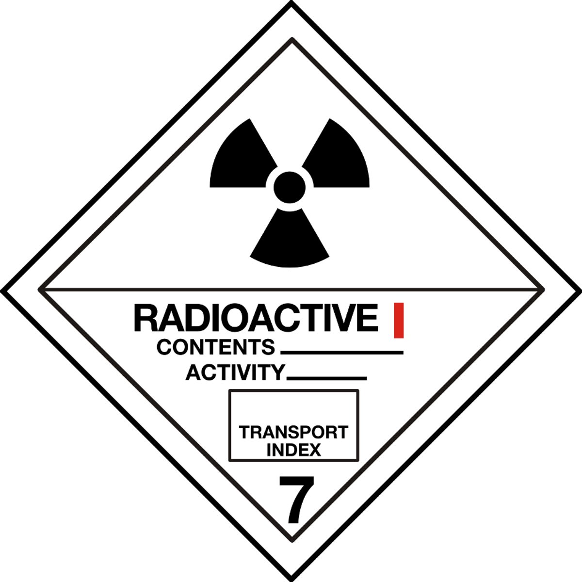 ADR 7A sticker radioactief categorie I 200x200 mm - vinyl