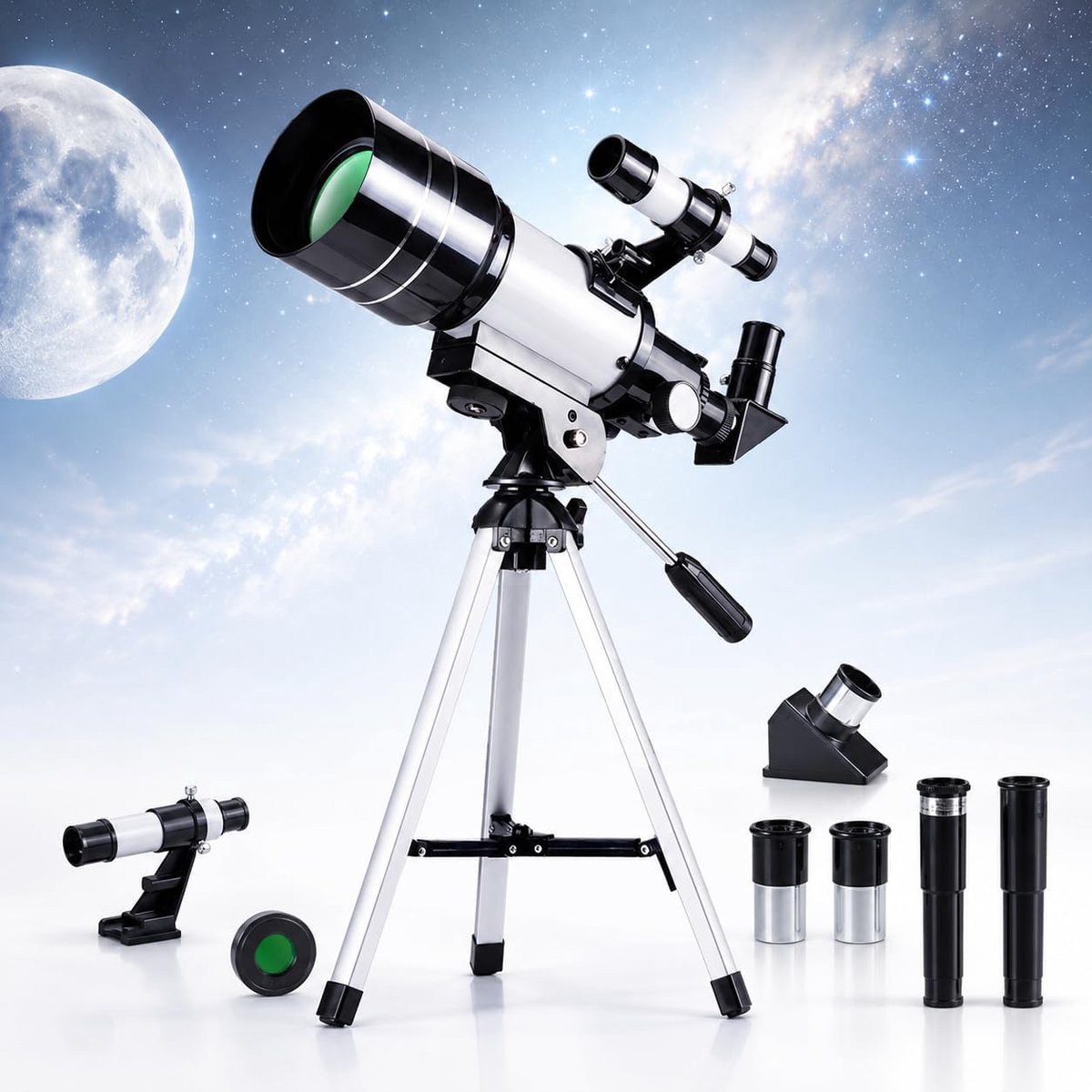 Telescoop voor kinderen en beginners F30070 - astronomische refractor telescoop met statief, maanfilter, zoeker - ShopVlot