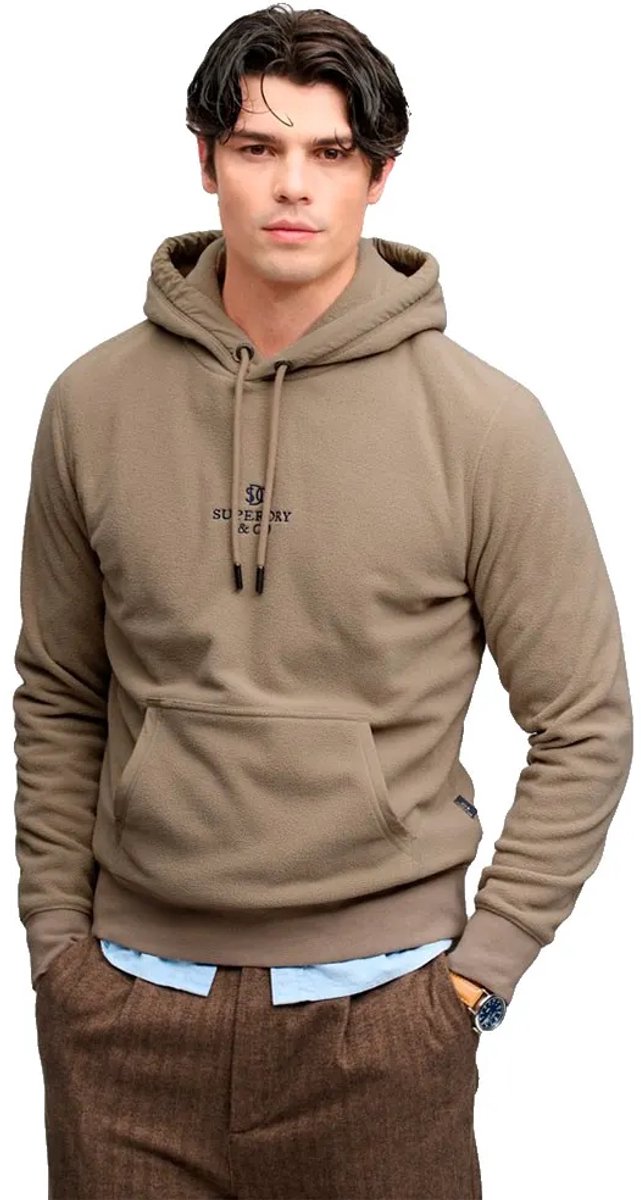 Superdry Micro Logo Fleece Hoodie Heren Hoodies Beige
