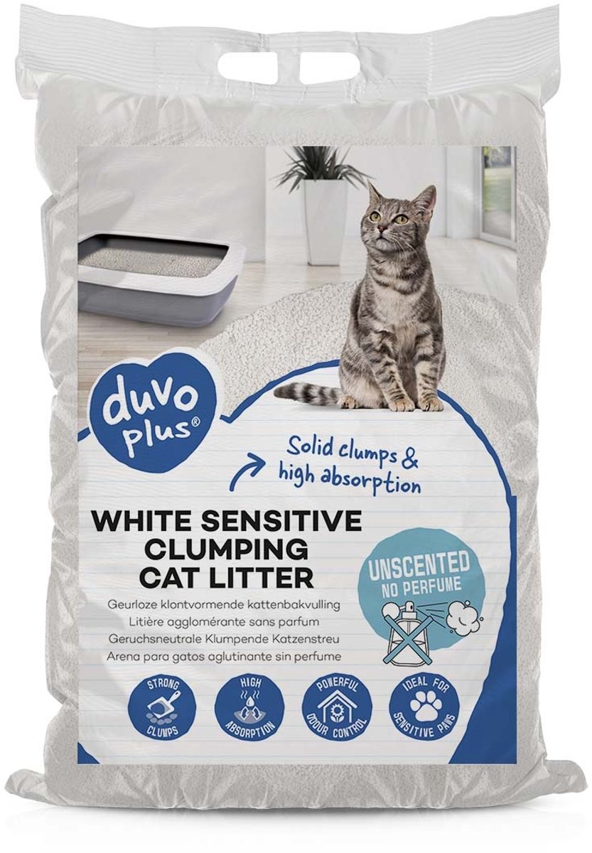 Duvo+ Geurloze klontvormende kattenbakvulling voor gevoelige pootjes | 12 kg
