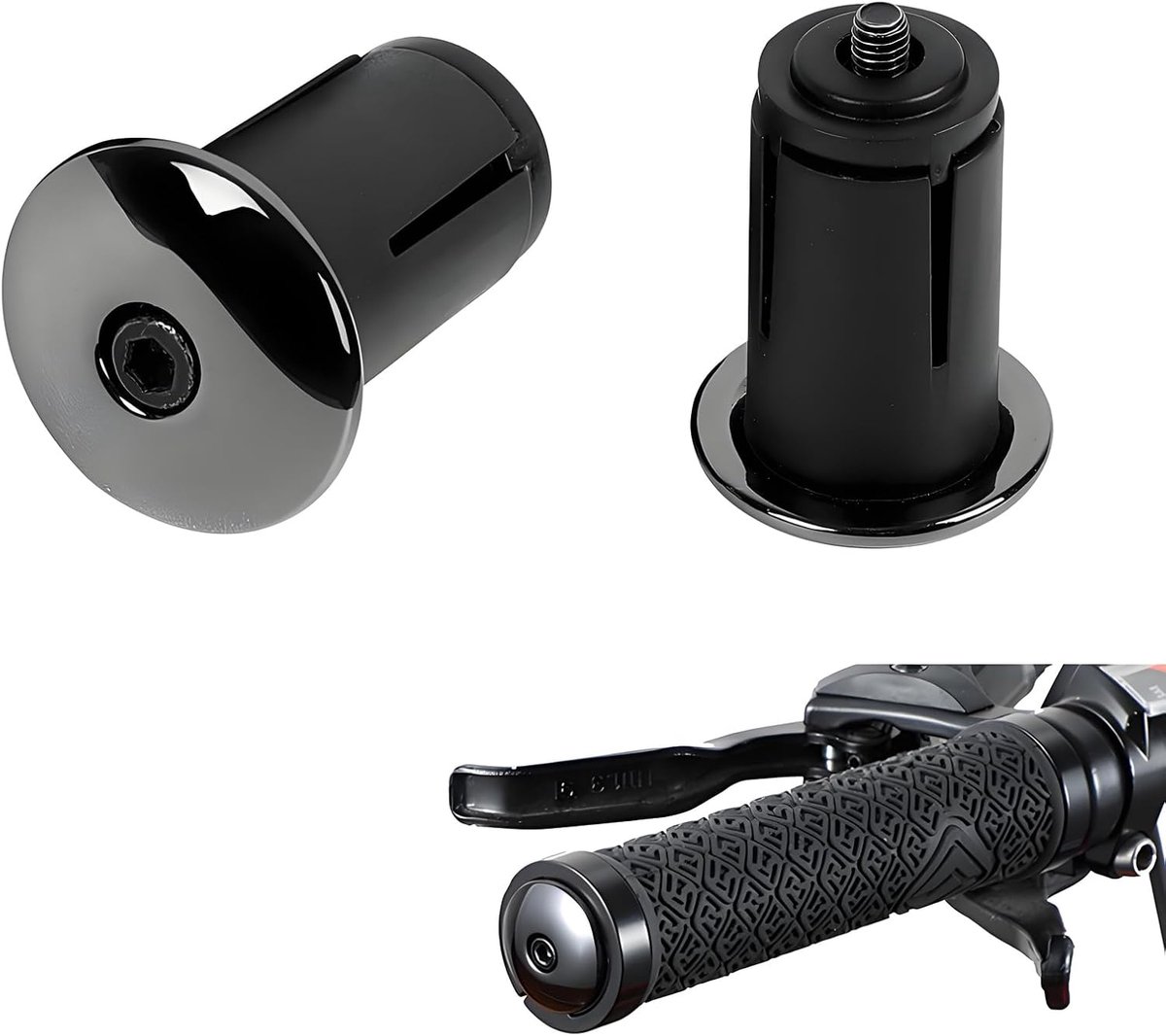 Fietsstuureindkappen, fietsgreep, stekker, aluminium, antislip rubberen handgrepen in zwart, ergonomisch design voor - ShopVlot