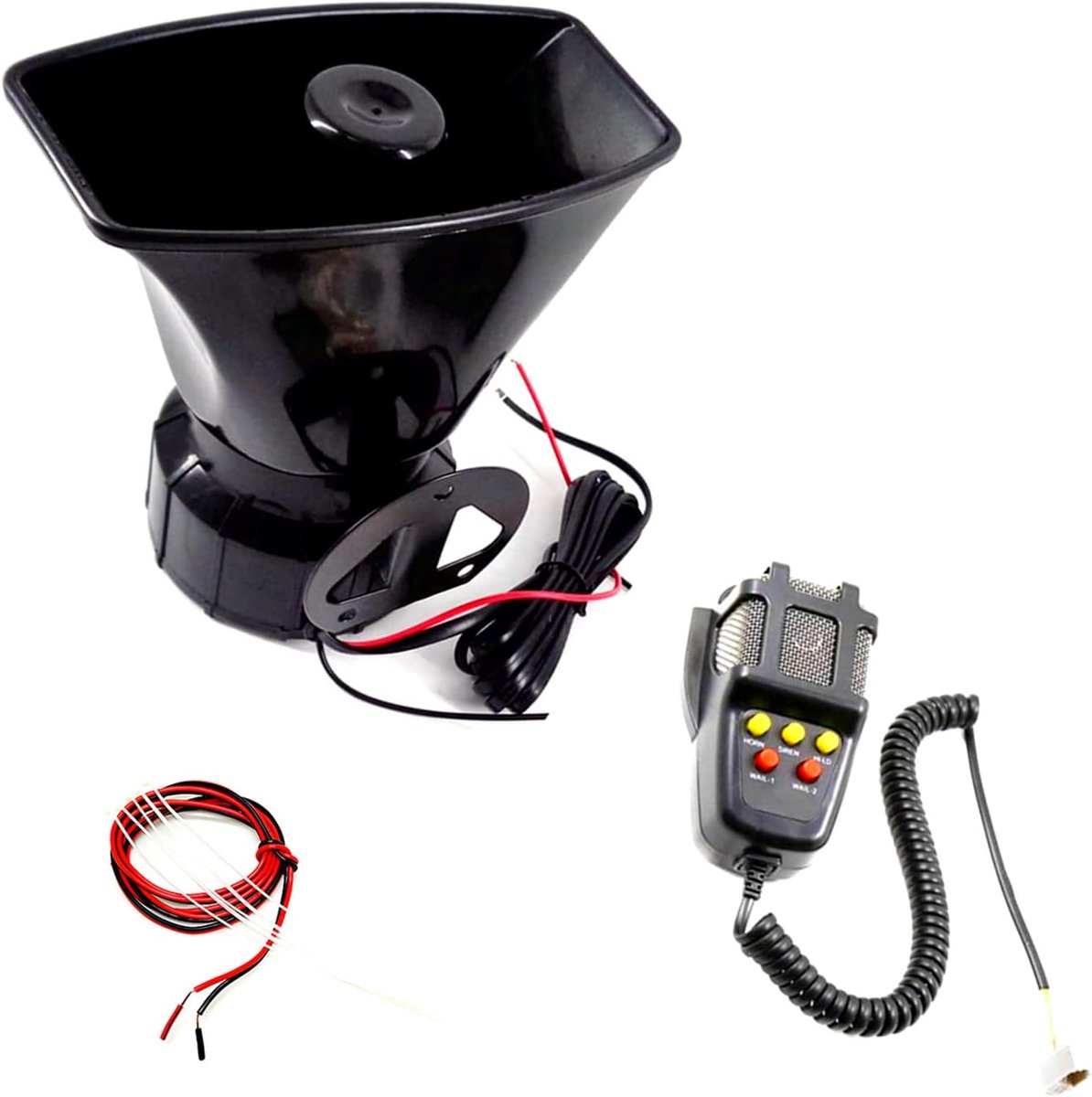 Car Siren Car Horn with Microphone PA Speaker System Electric Horn Car Siren Sounds Car Siren Megaphone Vehicle Horn - ShopVlot
