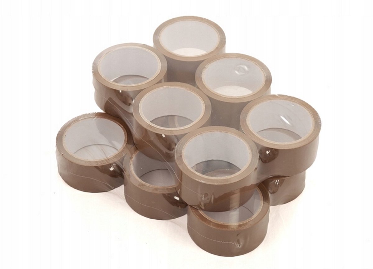 12x Pakkingstape Acryl Bruin 48mm x 55m - Sterke Kleefkracht