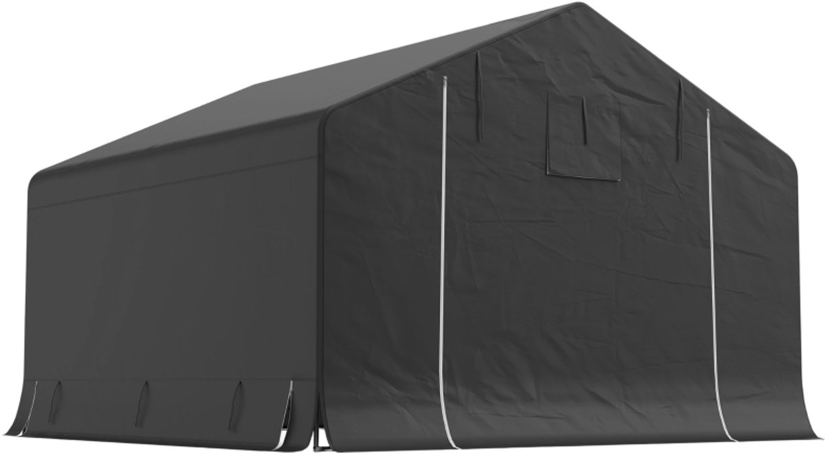 Tuinpaviljoen 300 × 300 × 210 cm donkergrijs Metalen frame tuinberging fietsoverkapping en buitenopbergtent verplaatsbaar stabiel en duurzaam eenvoudig ontwerp praktisch en stijlvol geschikt voor tuin erf balkon en buitenruimte