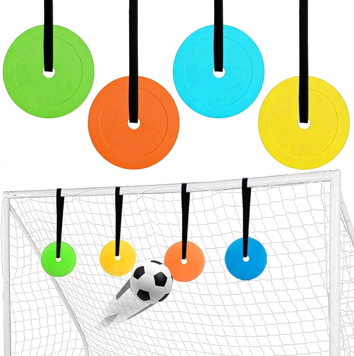 Voetbaldoelset - Rood, Geel, Blauw en Groen - 15 cm - TPE Materiaal - Voor Voetbal, Hockey en Honkbal