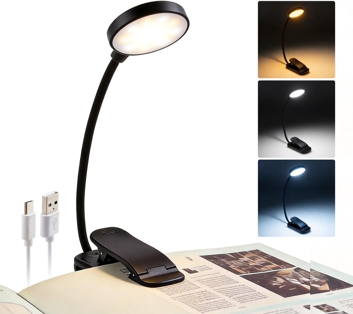 da LIGHT Led boekverlichting batterij zwart - ShopVlot