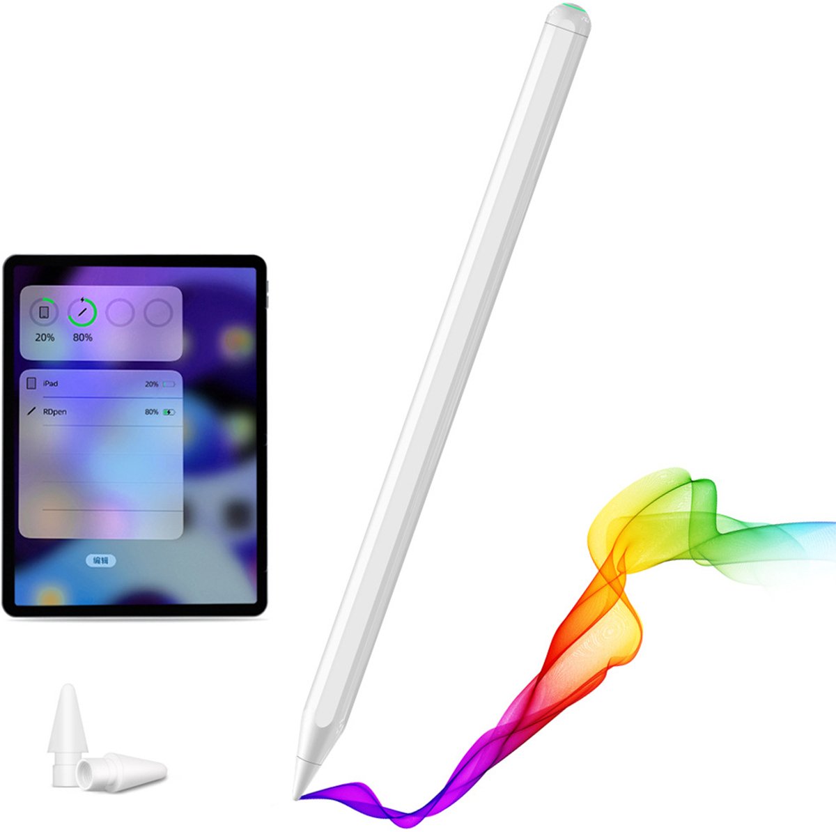 REDOM Touchpen / Stylus Pen voor iPad – pen voor tablet met anti-touch, kantelfunctie en magnetisch opladen – touchscreen pen voor schrijven, tekenen en notities – wit