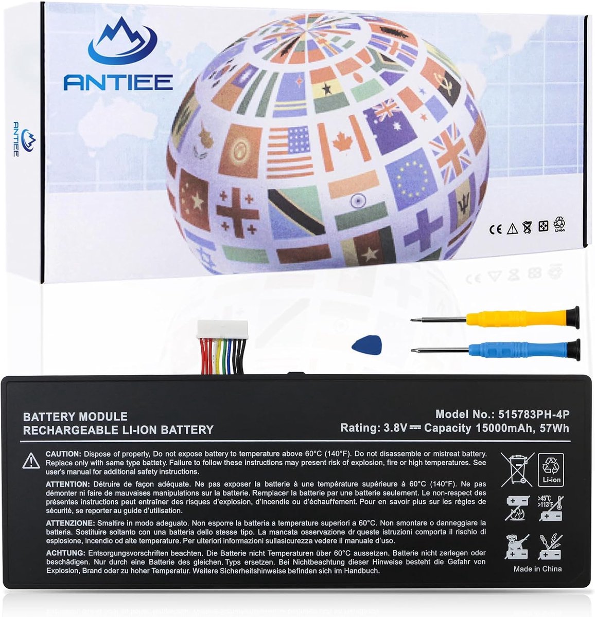 ANTIEE 57Wh 515783PH-4P Batterie Compatible avec AUTEL MaxiCOM MS919 MK908 MK908P MaxiSys Pro Elite Auro OtoSys IM600 - ShopVlot