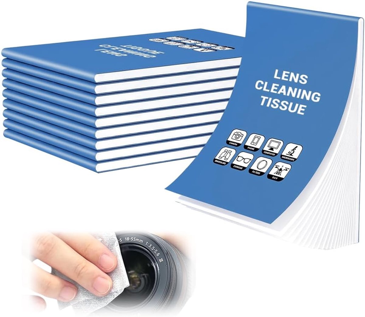 500 stuks pluisvrij reinigingspapier voor optische lenzen, camera, microscopen, telescopen, filters, lezers en - ShopVlot