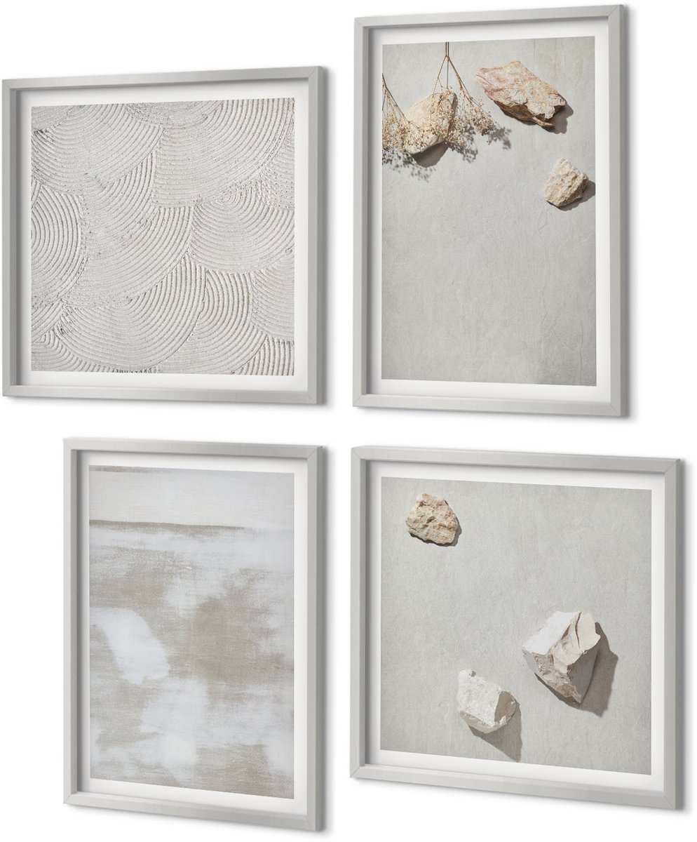 Coloray 4-Delige Schilderij Set - Zandstenen en een verweerde textuur in boho-stijl - 40 x 40 cm en 40 x 60 cm - Stijlvolle Muurdecoratie - Kantoor - Moderne Wanddecoratie