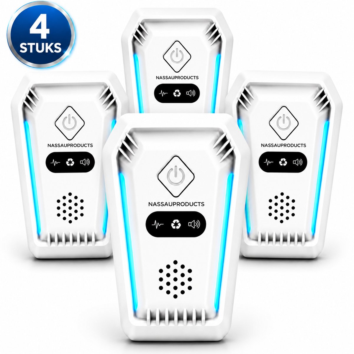 Muizenverjager - 4 Pack - Ultrasonische Ongedierte Verjager - Insecten bestrijden - Muizen Bestrijden - Muizenval - Nassauproduct