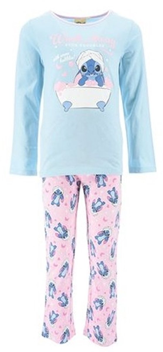 Disney Stitch Jersey Meisjes Pyjama Blauw Maat 128
