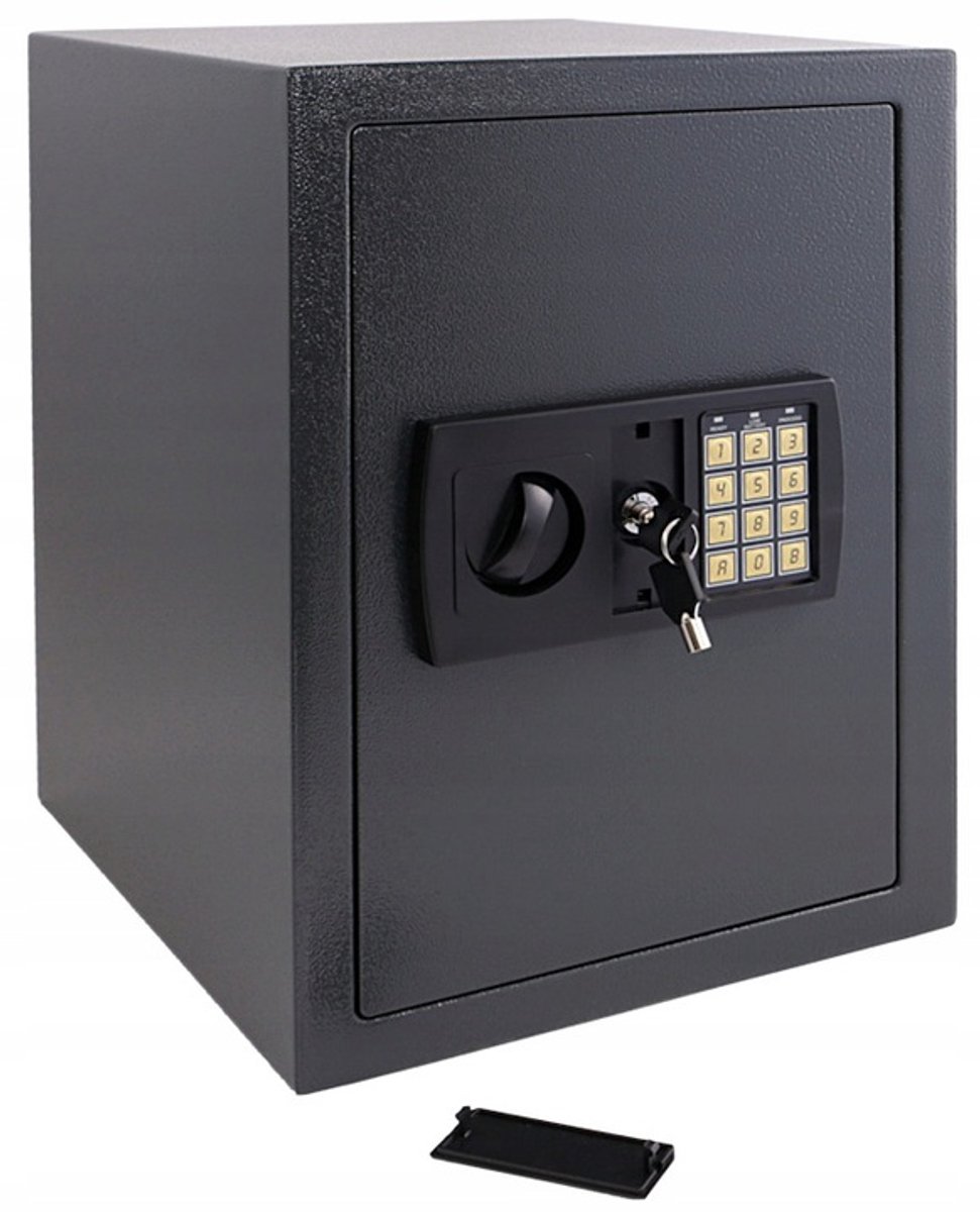 Elektronische kluis 42x31x35cm, 12kg, met sleutel en cijferslot