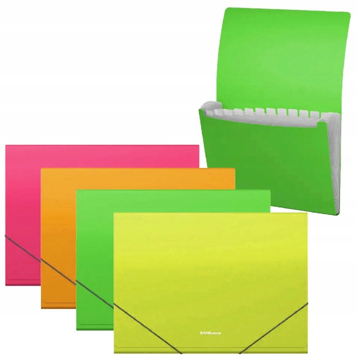 Matt Neon Accordion Map A4 met 12 vakken en sluitelastiek