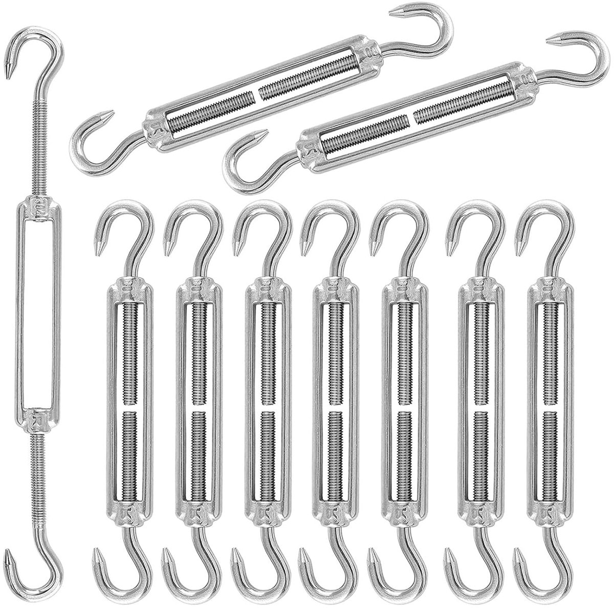 Swirl Cable Tensioner, M4 Vertebrae, Cable Tensioner, 304 Stainless Steel, Adjustable Swirl Hooks CC, Pack of 10 - ShopVlot
