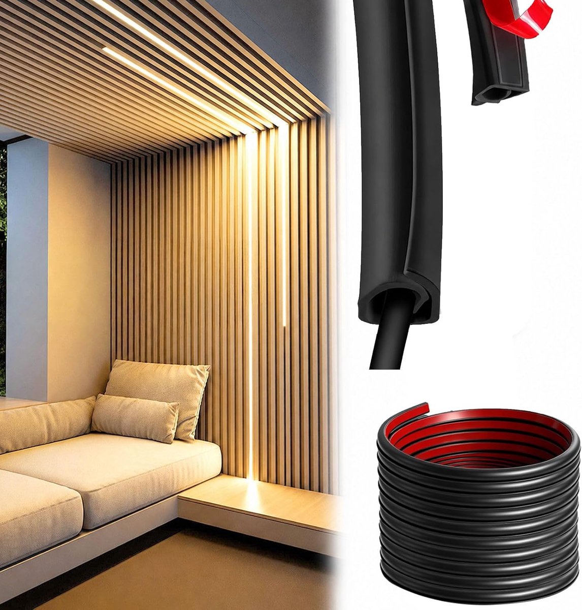 Cable Tray, Flexible, Self-Adhesive, Acoustic Panels, 10 m, 12 x 12 mm - ShopVlot