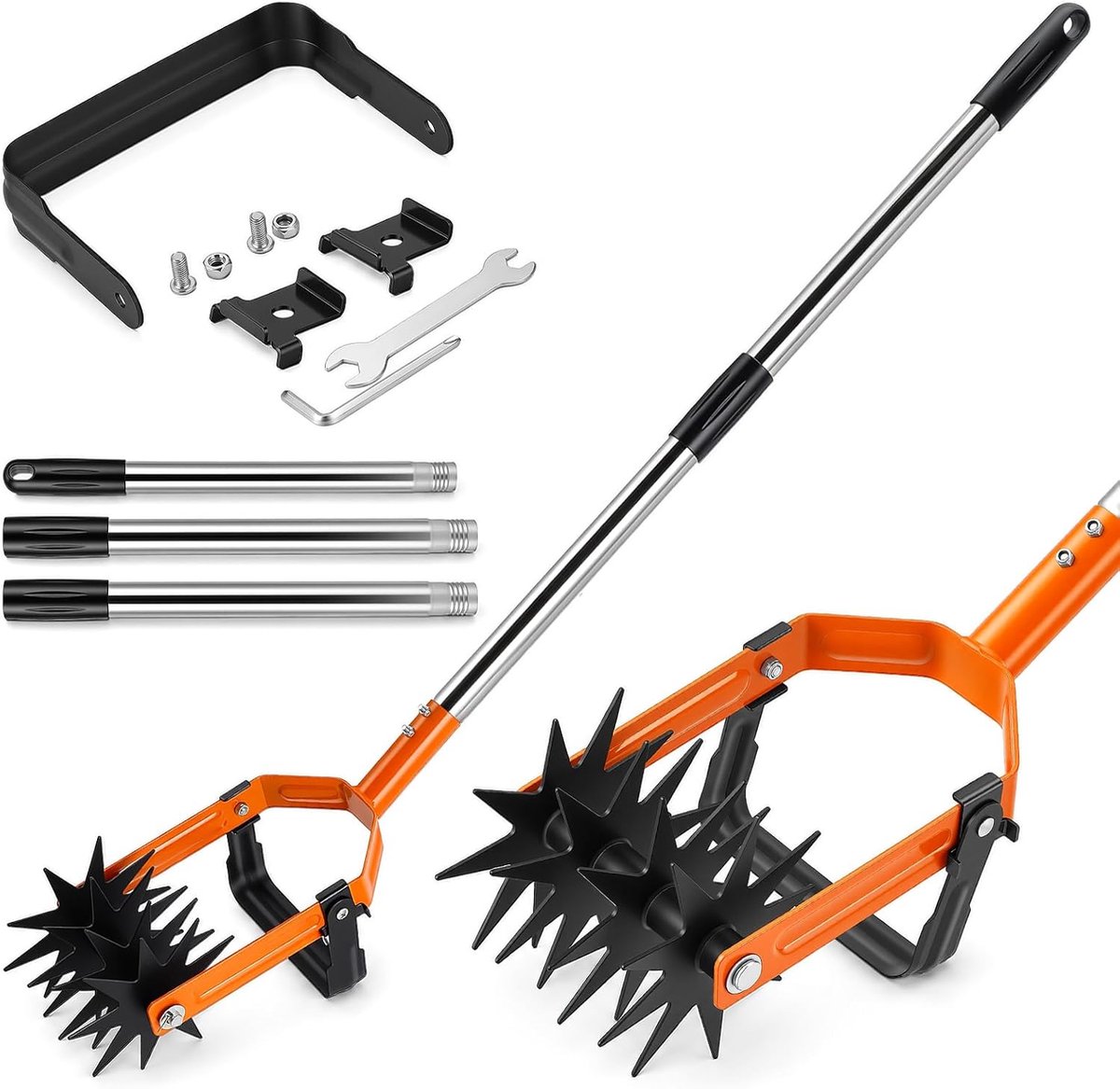 2-in-1 circular cultivator and pendulum heel, 184 cm long adjustable garden tiller - ShopVlot