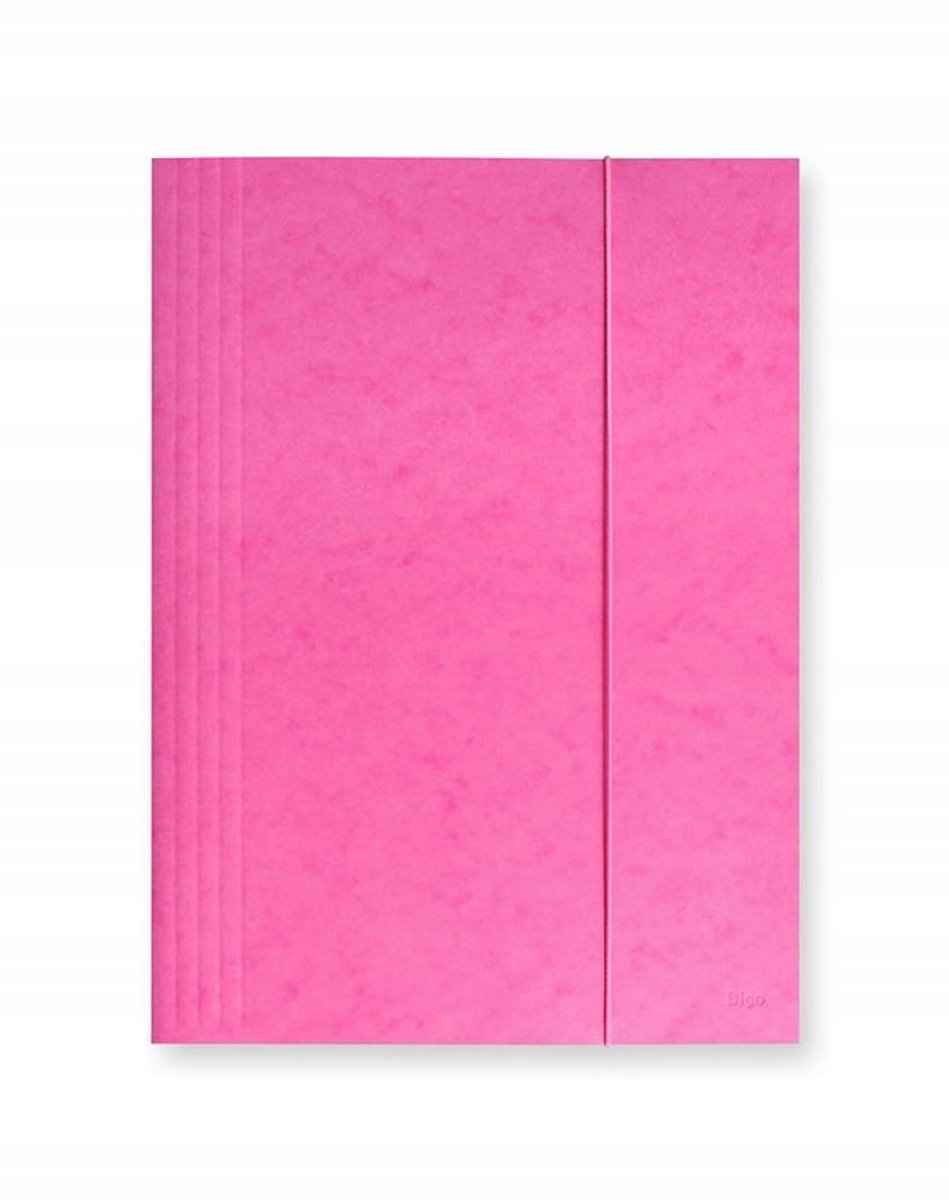 Roze A4 map met elastiek, 3 kleppen, 25mm capaciteit