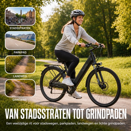 Velopro C1 Elektrische Fiets 36V 250W-13Ah Accu, 27.5 inch- 7 Versnellingen-LCD Display- Voorvering- Alleen Trapondersteuning-Blau van VeloPro™ — afbeelding 5