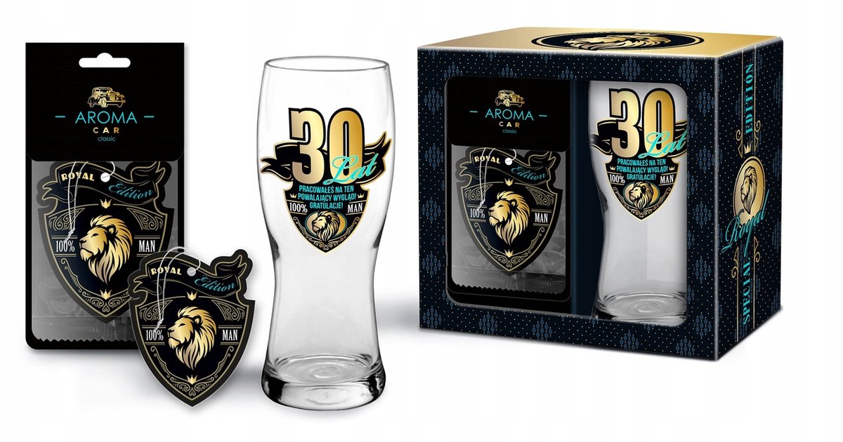 Unieke bierglas & auto luchtreiniger set - 30 jaar jubileum