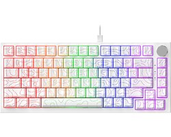 Ajazz AK820 – Mechanisch Toetsenbord 75% – Bedraad USB-C Gaming Keyboard – Hot Swap – Compact QWERTY – 82 Keys – Contourlijn wit