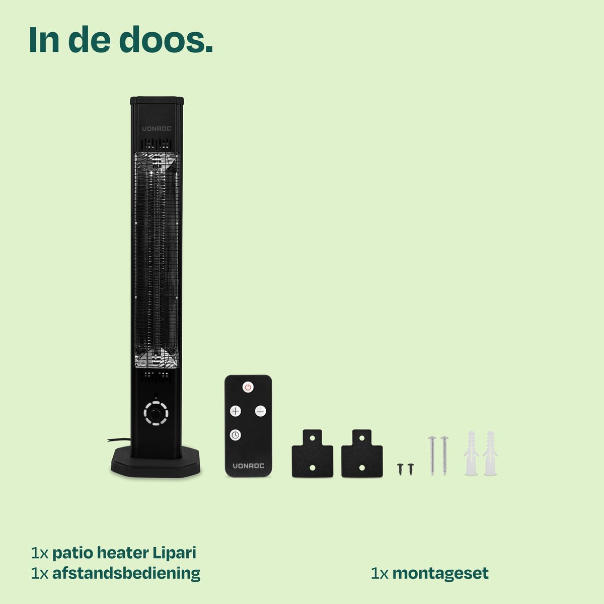 VONROC Staande Terrasverwarmer Lipari 2000W – Patio heater - Carbon infrarood verwarmingselement - Incl. afstandsbediening – foto 5