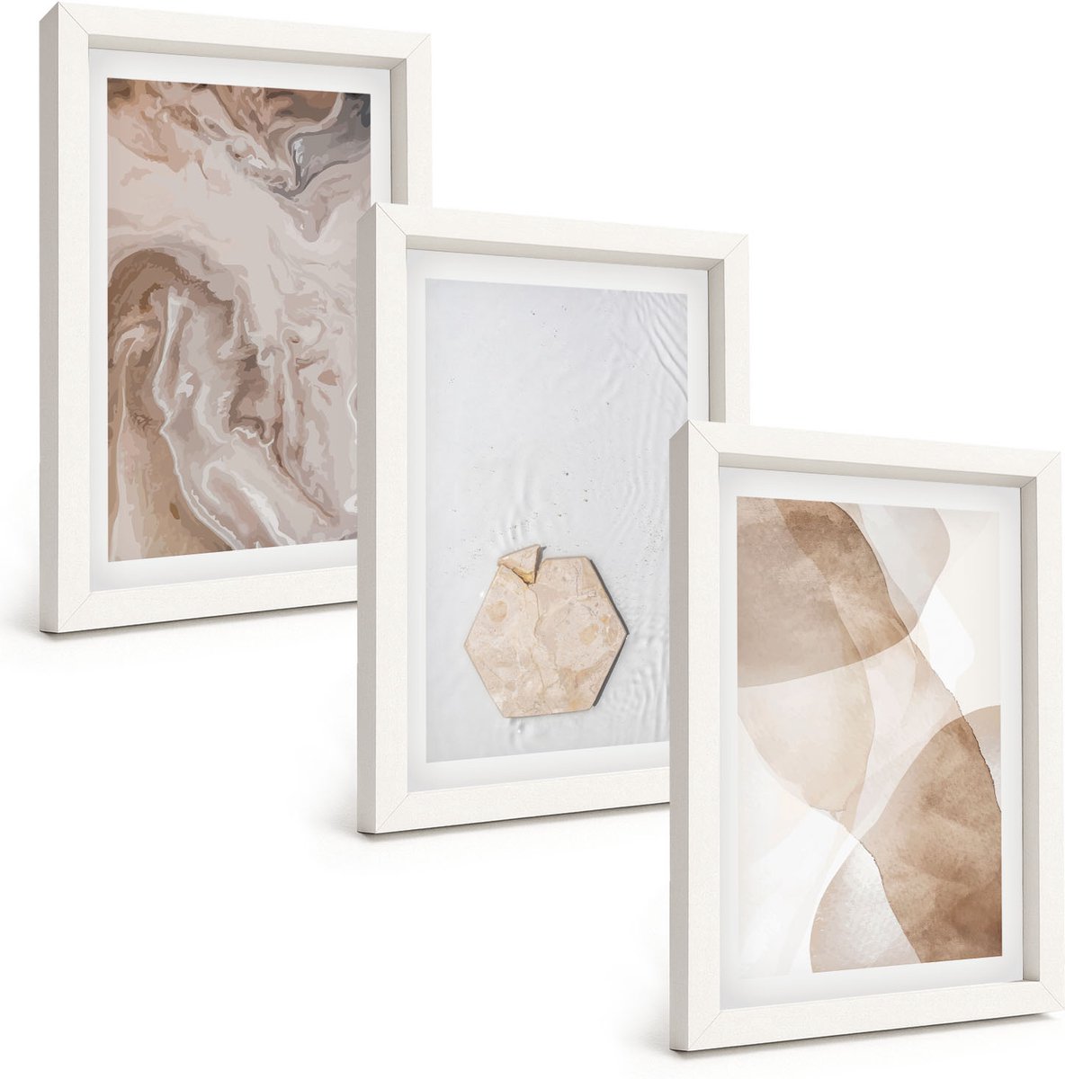 Tulup 3-Delige Schilderij Set - Abstracte vormgeving geïnspireerd door de natuur. - 20x30 - Muurdecoratie - Wanddecoratie - Slaapkamer - Moderne Wanddecoratie