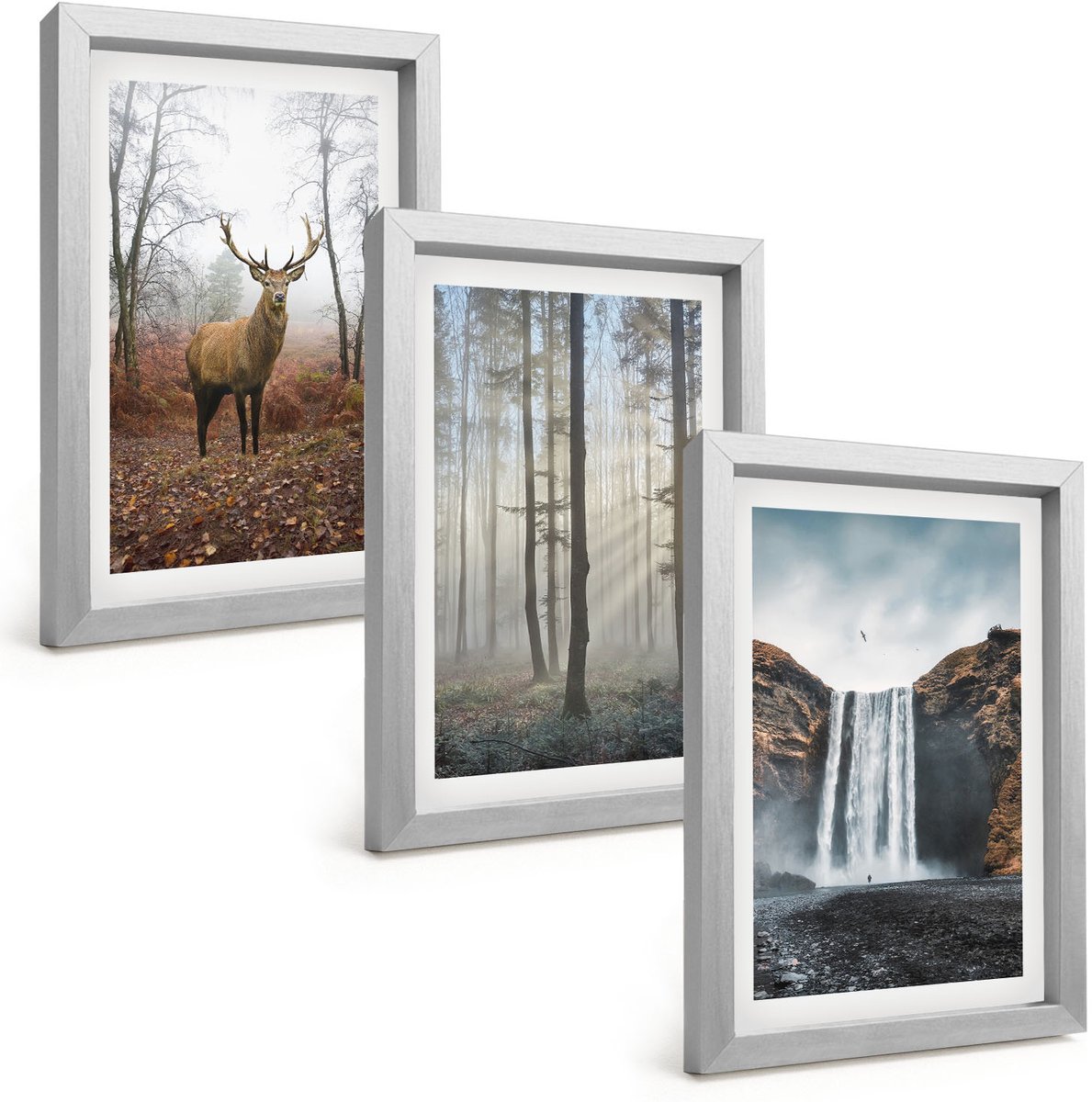 Tulup 4-Delige Schilderij Set - Boslandschappen Wilde natuur Herten - 20 x 30 cm - Schilderijen Set - Wanddecoratie - Woonkamer