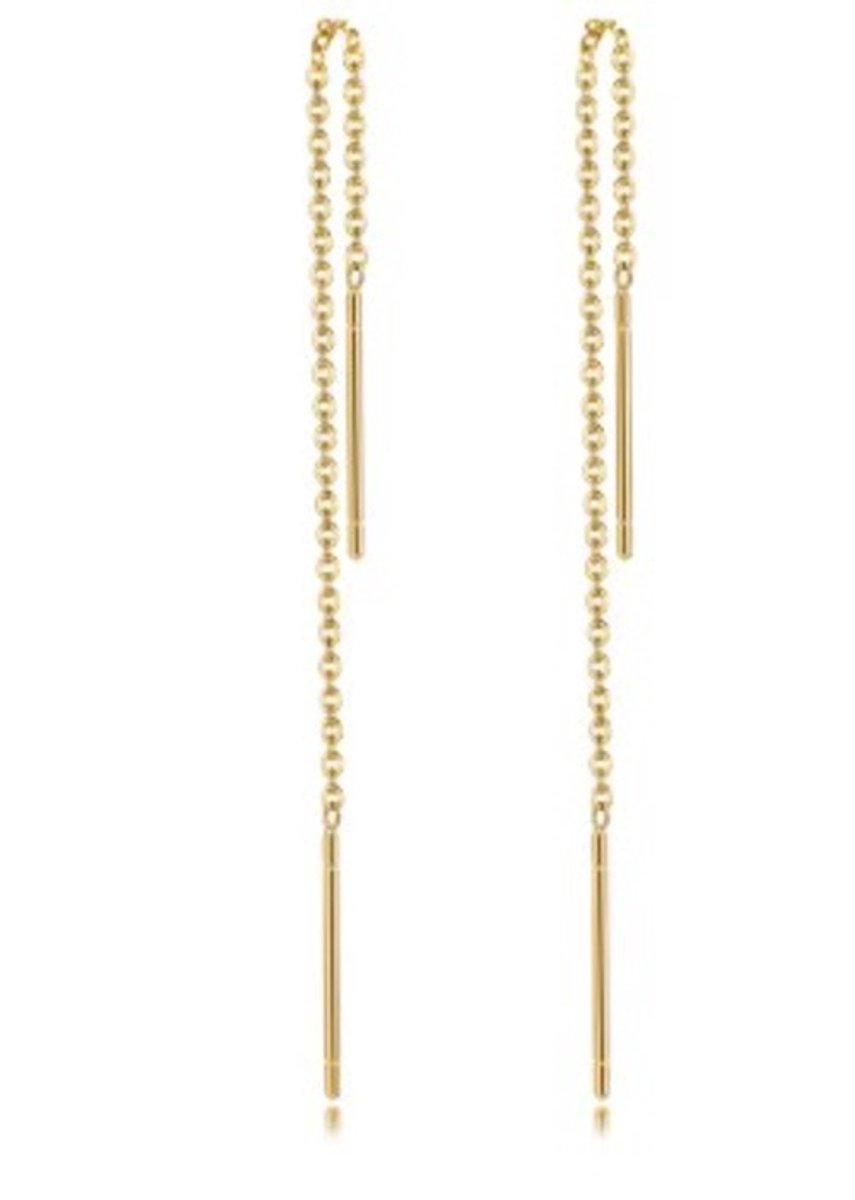 Aurélia – Doortrek Oorbellen Goudkleurig – Dames Threader Oorbellen – Minimalistische Lange Ketting Oorhangers