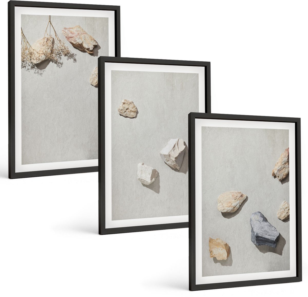 Tulup 4-Delige Schilderij Set - Boho strandstenen minimalistische decoraties - 40 x 60 cm - Wanddecoratie - Muurdecoratie - Moderne Interieurdecoratie - Interieur Decoratie