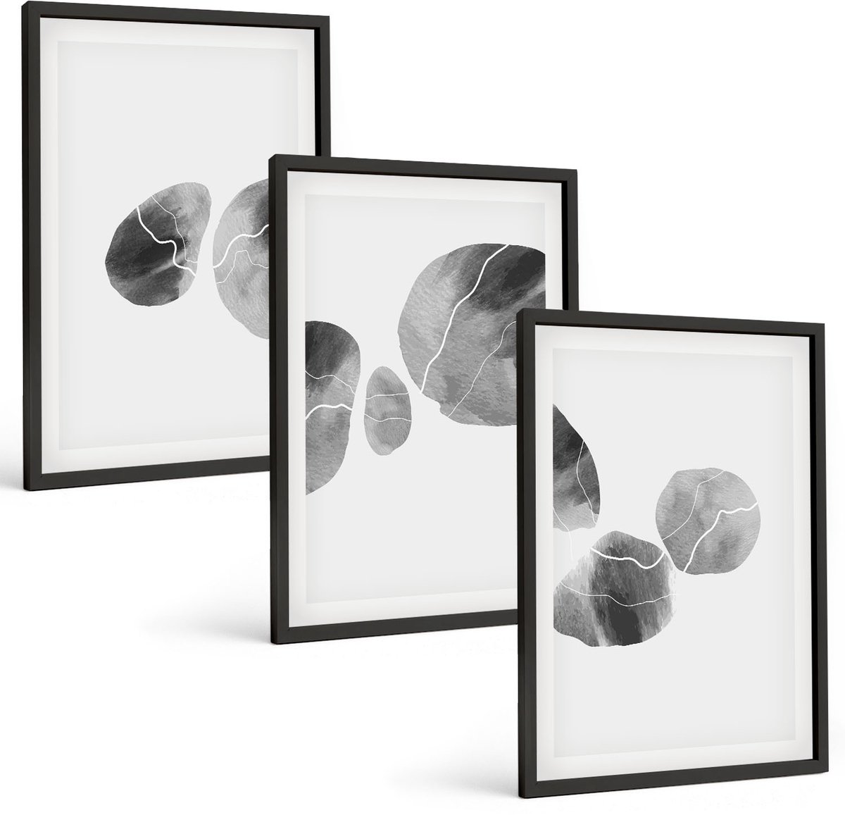 Tulup 4-Delige Schilderij Set - Abstracte minimalistische schilderkunst met verfvlekken - 40 x 60 cm - Wanddecoratie - Moderne Interieurdecoratie