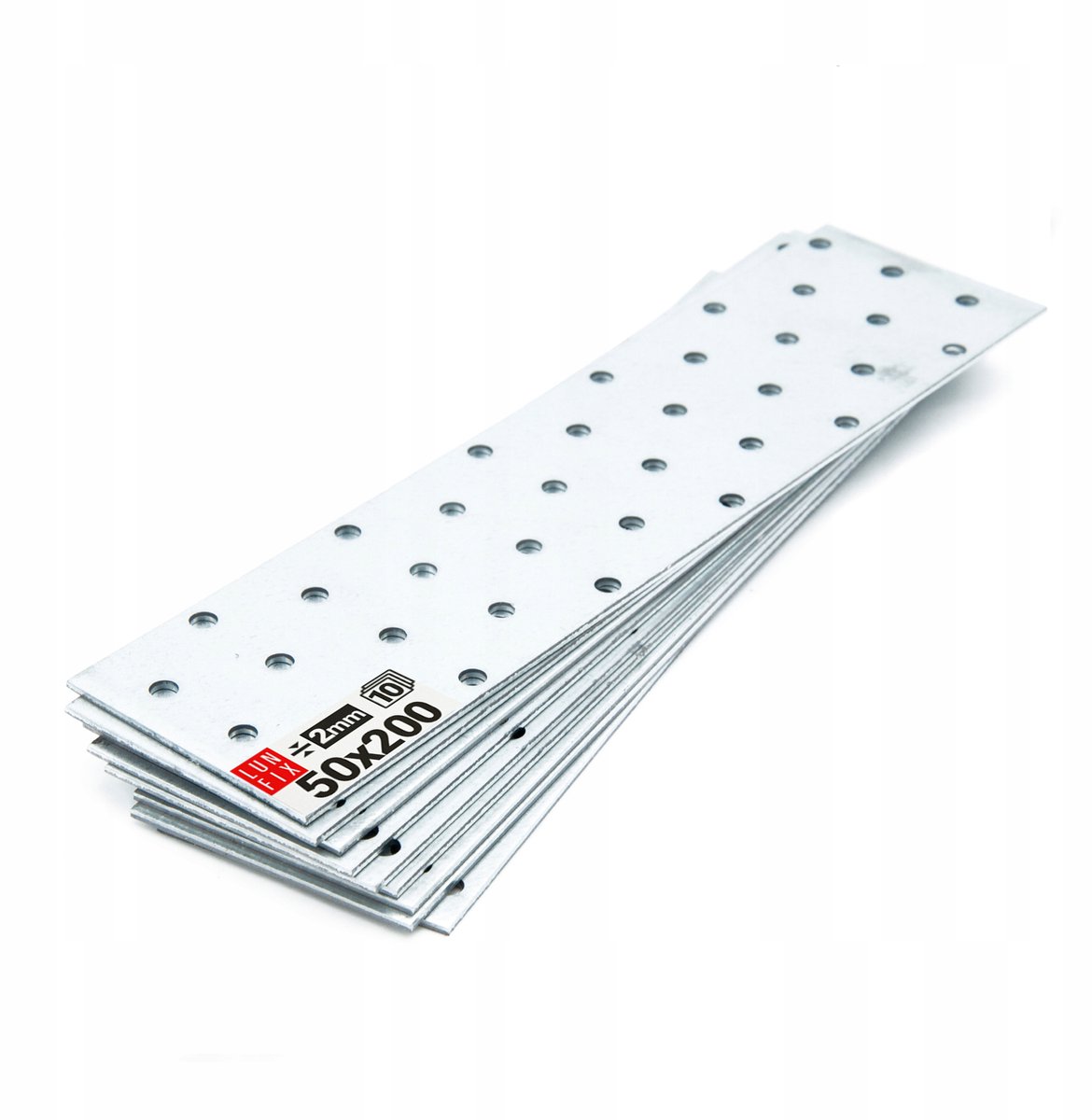 LUN FIX - Flachverbinder 200 x 50 x 2mm - 10 stk - Lochplaat - Verbindingsplaat - Verbinder - Houtverbinder - Verzinkt