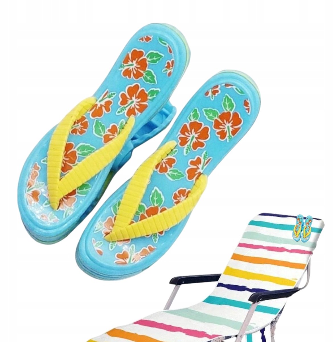 Set van 2 Grote Strandhanddoek Klemmen in Slippers Design