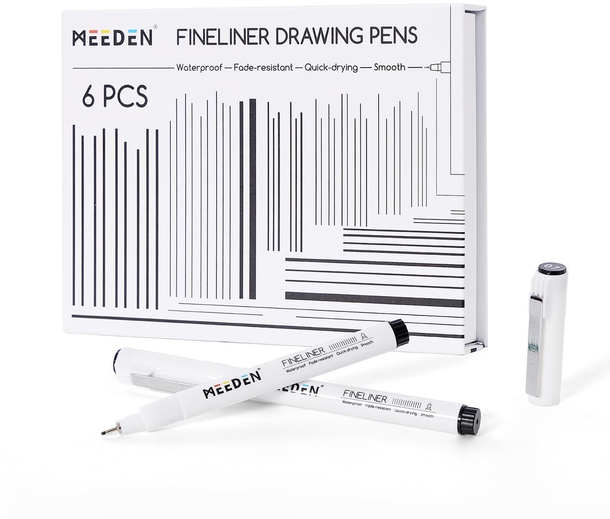 MEEDEN Micro Fineliner tekenpennen, 6 stuks, 0,9 mm zwarte waterdichte archiefinkt voor gedurfde contouren - ShopVlot
