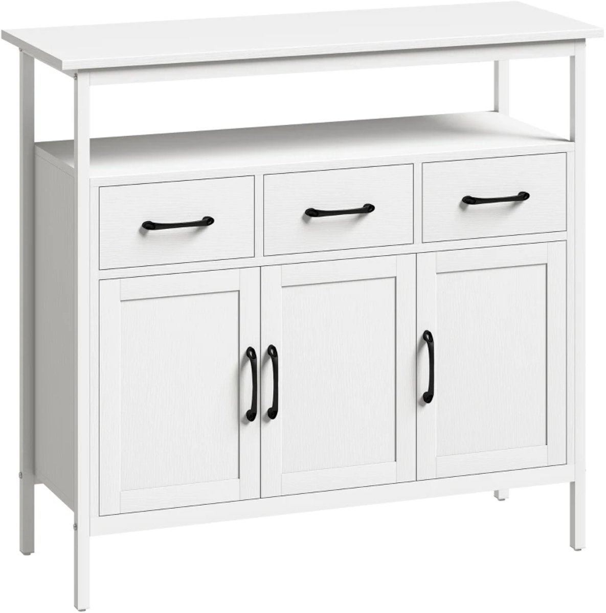Dressoir - Buffetkast met verstelbare planken - 3 laden - 3 deuren - 95 cm - Wit