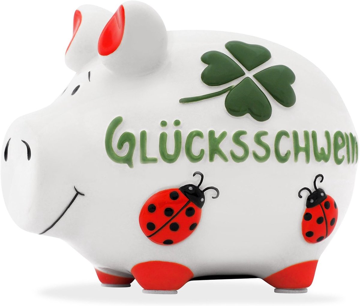 KCG Piggy bank lucky piggy bank made of ceramic with rubber closure small pig piggy bank 12.5 x 9 x 9 cm - ShopVlot