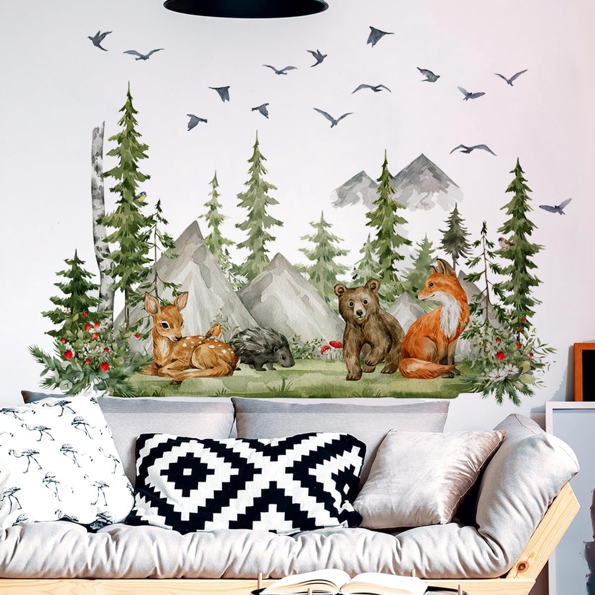 Wandsticker dieren en bos - XXL 150 x 96 cm - zelfklevend - sfeervolle kinderkamer decoratie - ShopVlot