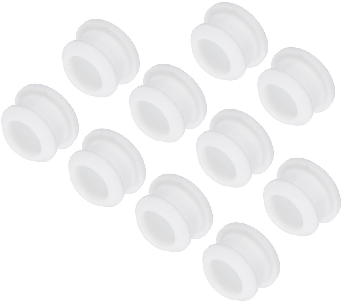 Set van 10 witte siliconen stopcontacten met een diameter van 14 mm