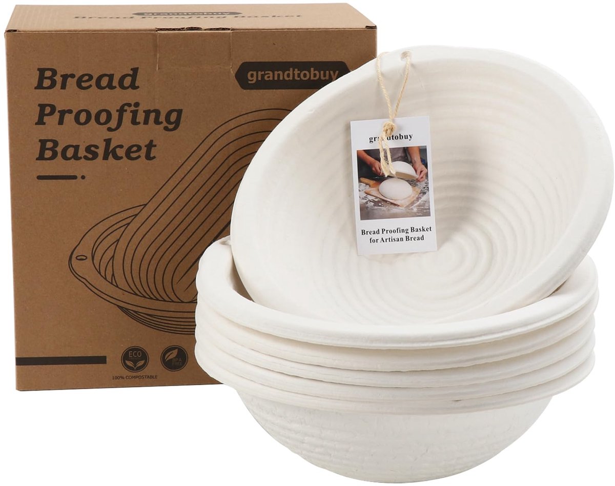 Banneton brood proofing mand 10 inch - ronde pulp - met wegwerp liners - perfect voor ambachtelijk brood - ShopVlot