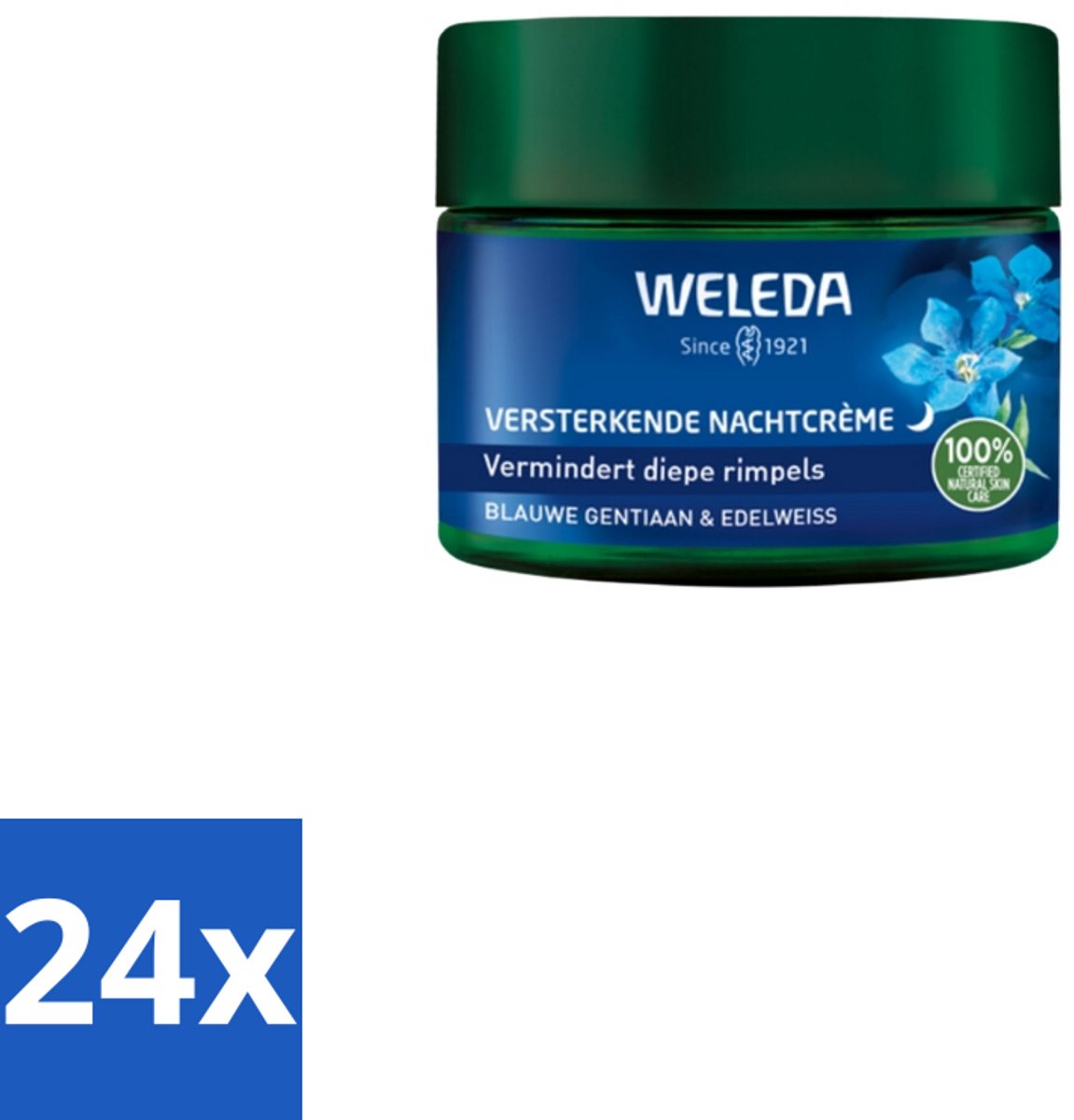 24 x WELEDA - Nachtcrème Versterkend - Blauwe Gentiaan & Edelweiss - 40 ml - Nachtcreme - Anti-rimpel - Huidversteviging - Collageen - Biologische Cosmetica
