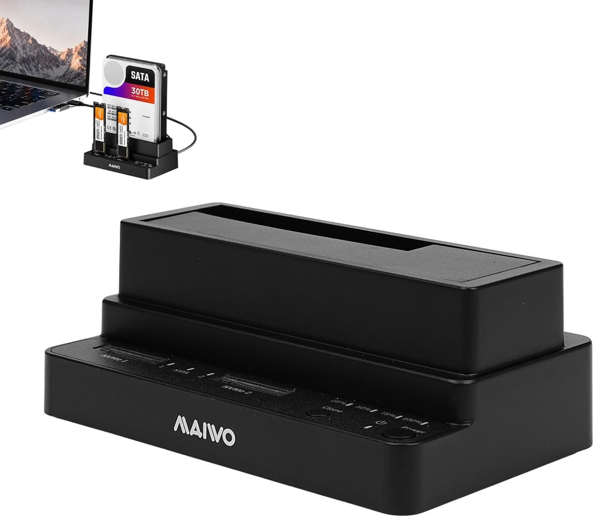 M.2 NVMe SATA SSD cloner dock - drie bay USB C lezer - ondersteunt offline klonen - eenvoudig gegevens overzetten - ShopVlot