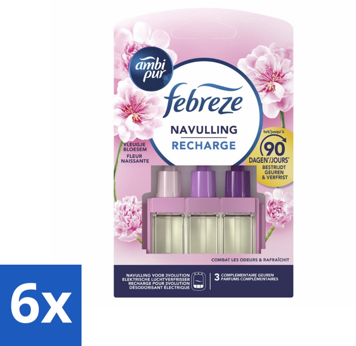 6 x Ambi Pur - 3Volution - Navulling - Vleugje Bloesem - 20 ml - Luchtverfrisser - Geur - Ambi Pur - 3Volution - Navulling